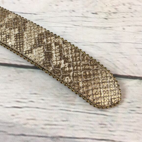 Sandy Duftler Designs Leather Belt Womens Medium Gold w/ White Reptile‎ Pattern - Picture 4 of 10